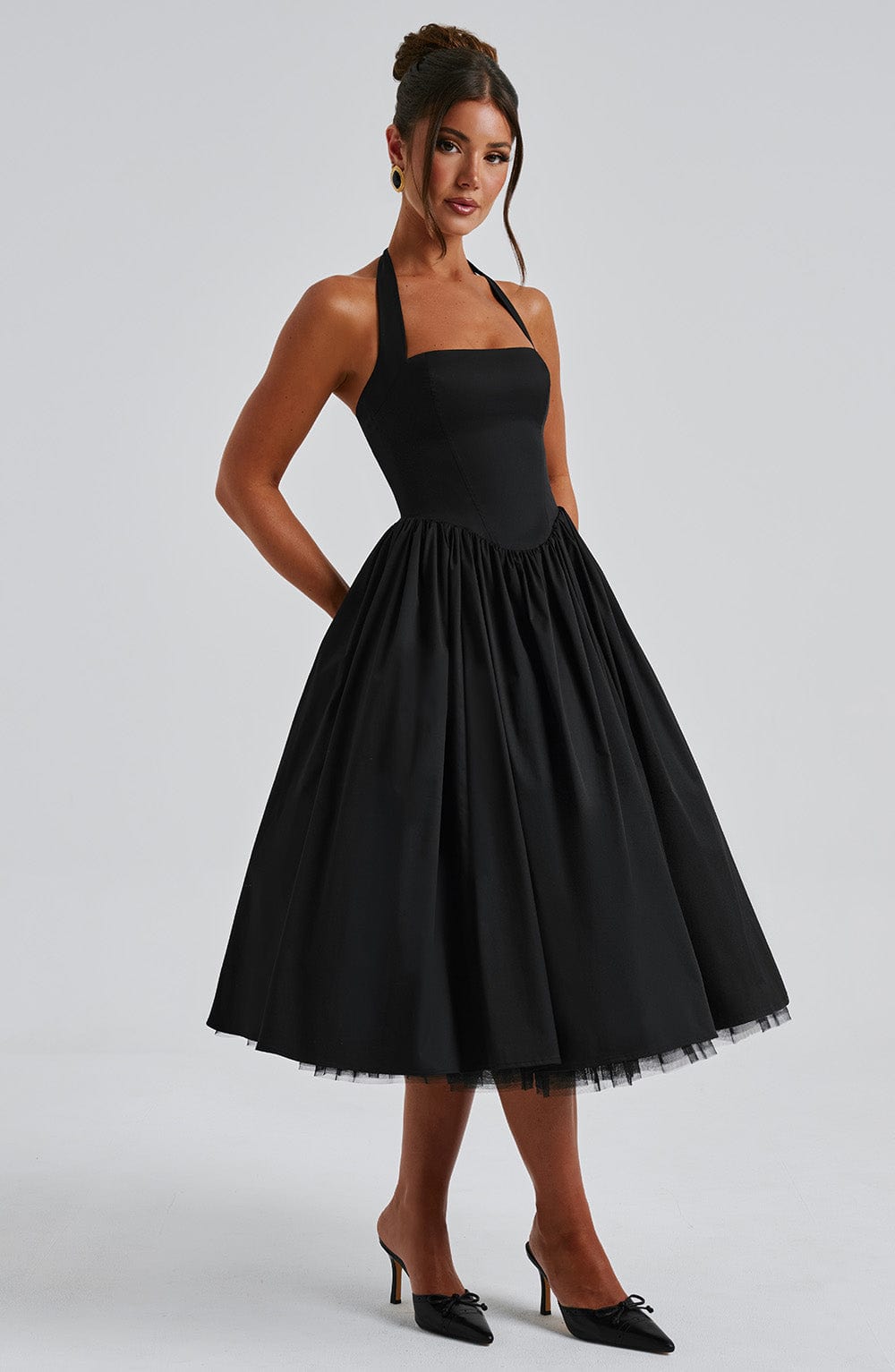 Women's Halter Party Light Wrap Elegant Wedding Guest Dress