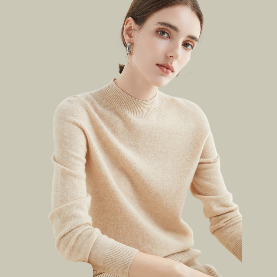 Women’s High Neck Slim Fit Sweater Elegant Fitted Winter Top