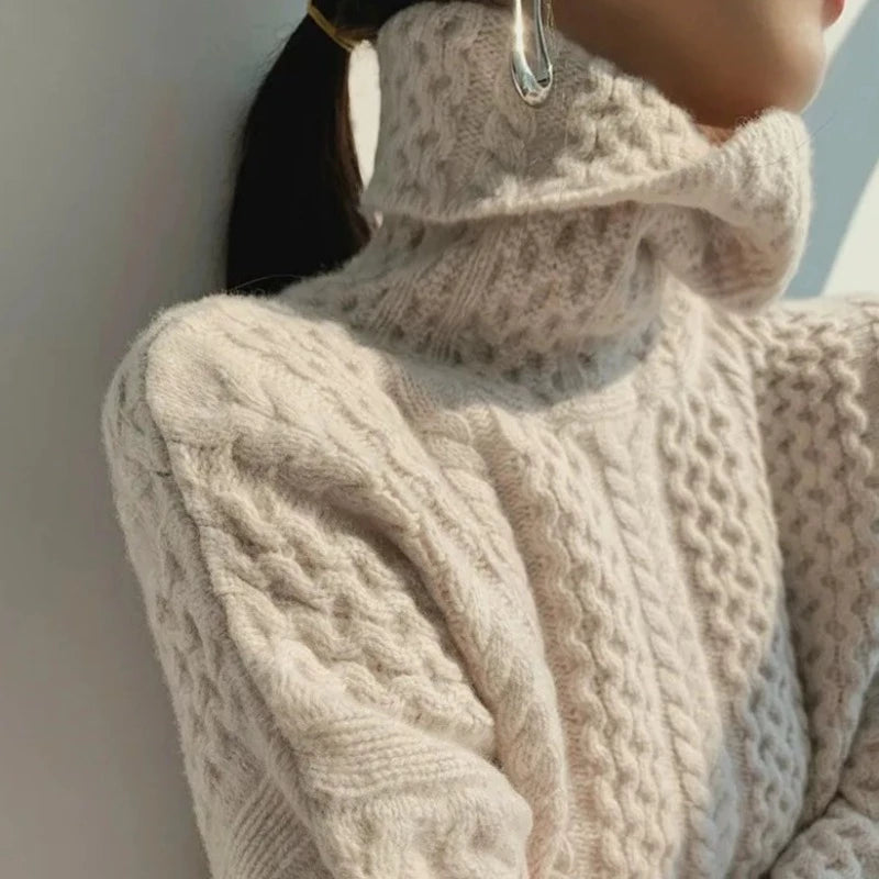 Women's Timeless Turtleneck Winter Cashmere Jumper with Classic Colours