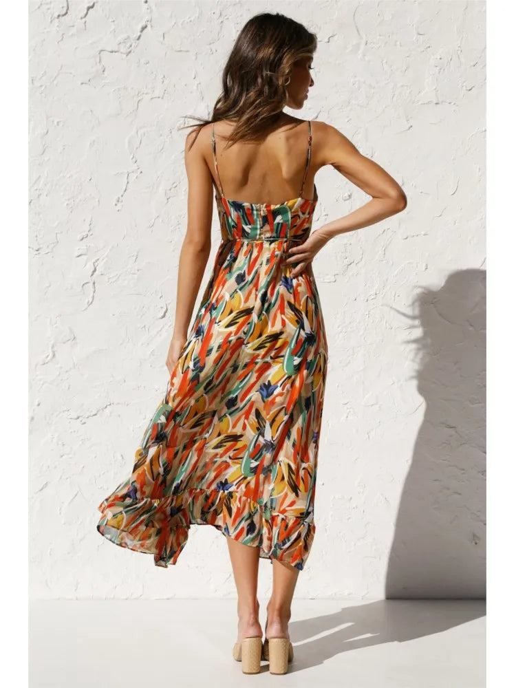 Classic Multicolor Summer Party Wedding Midi Dress for Women
