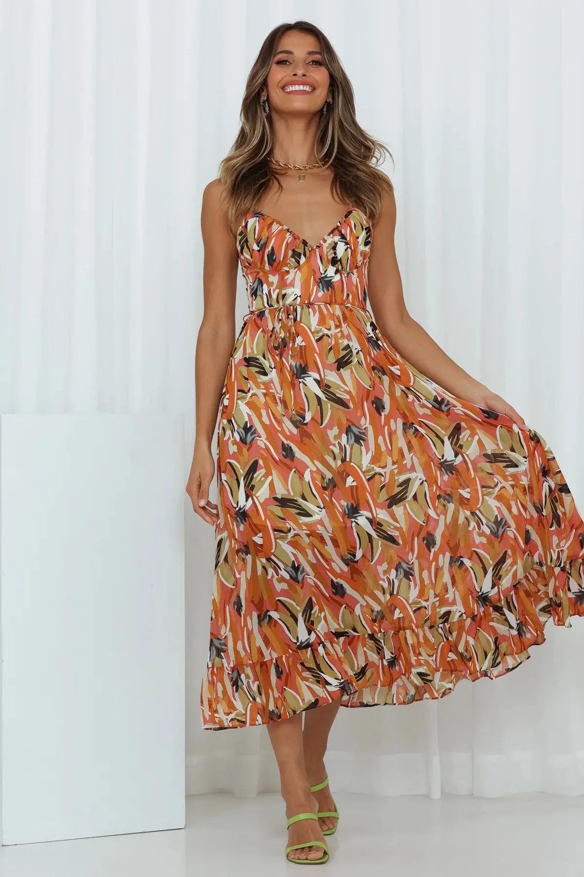 Classic Multicolor Summer Party Wedding Midi Dress for Women