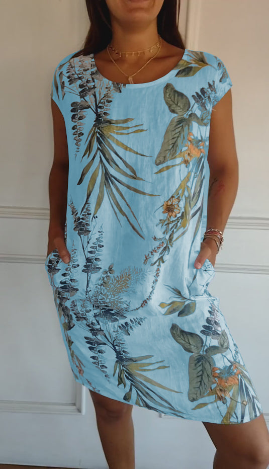 Women’s Leaf Print Travel Day Outfit Summer Dresses