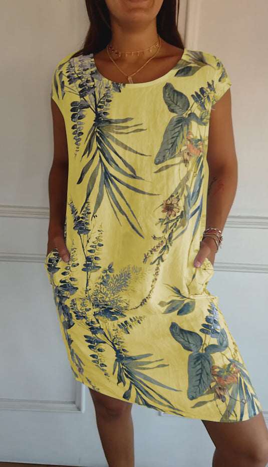 Women’s Leaf Print Travel Day Outfit Summer Dresses