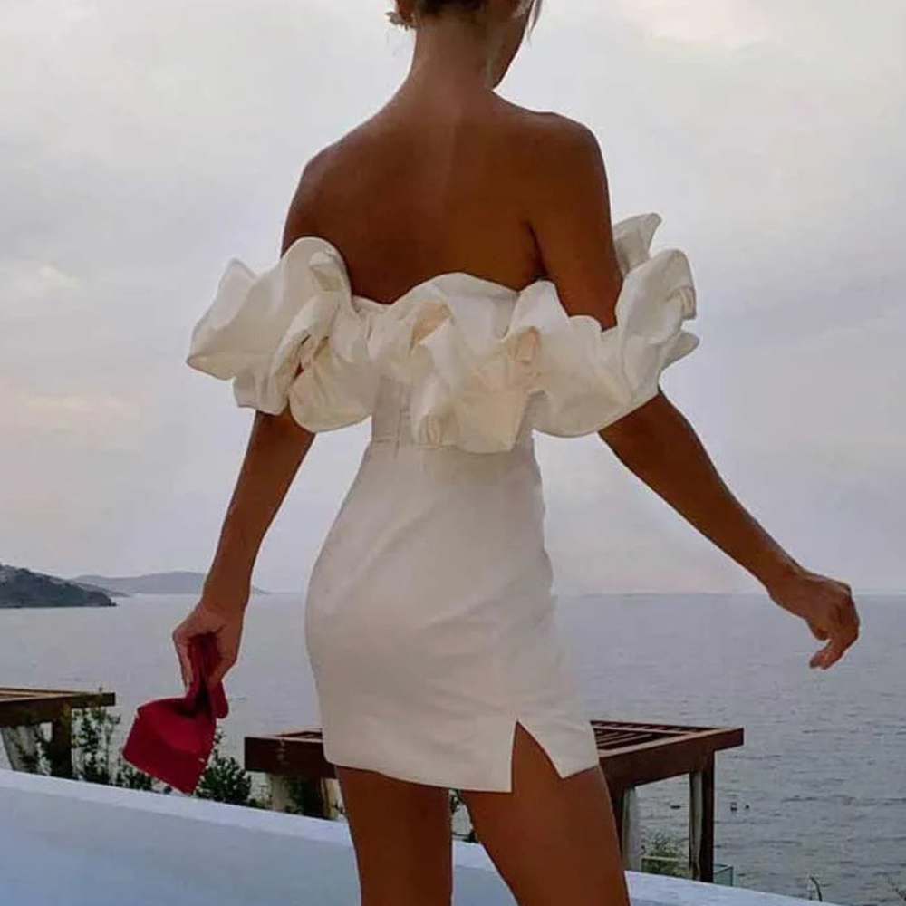 Women Stylish Ruffle Occasion Evening Mini Wedding Guest Dresses