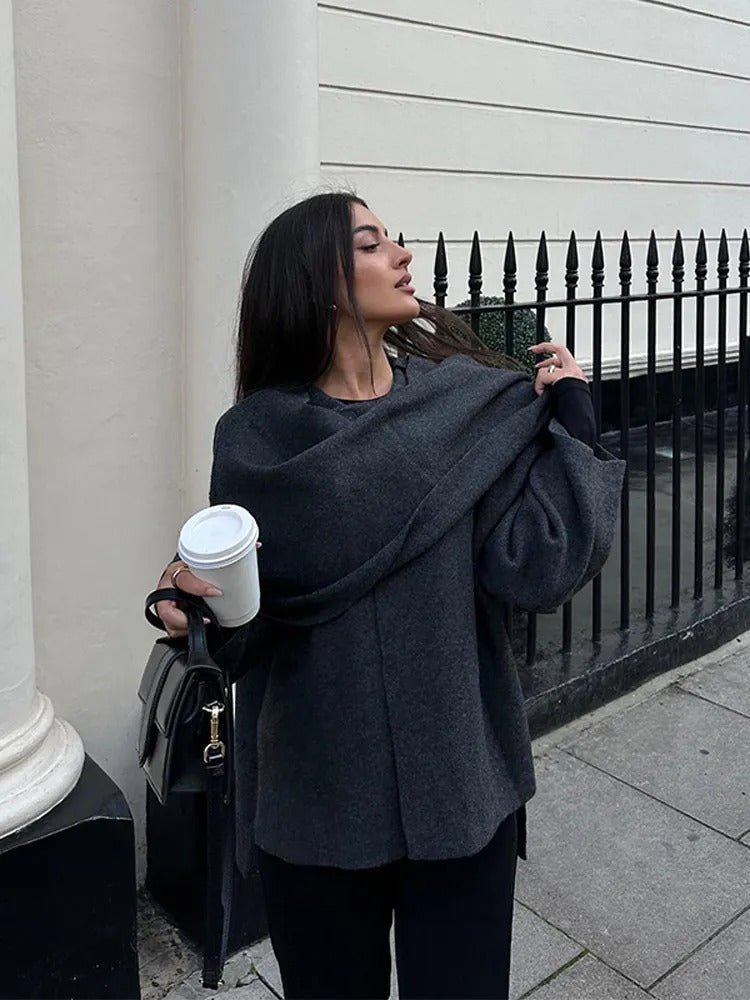 Women's Fashion Asymmetrical Wrap Insulated Poncho – Ideal for Winter Warmth