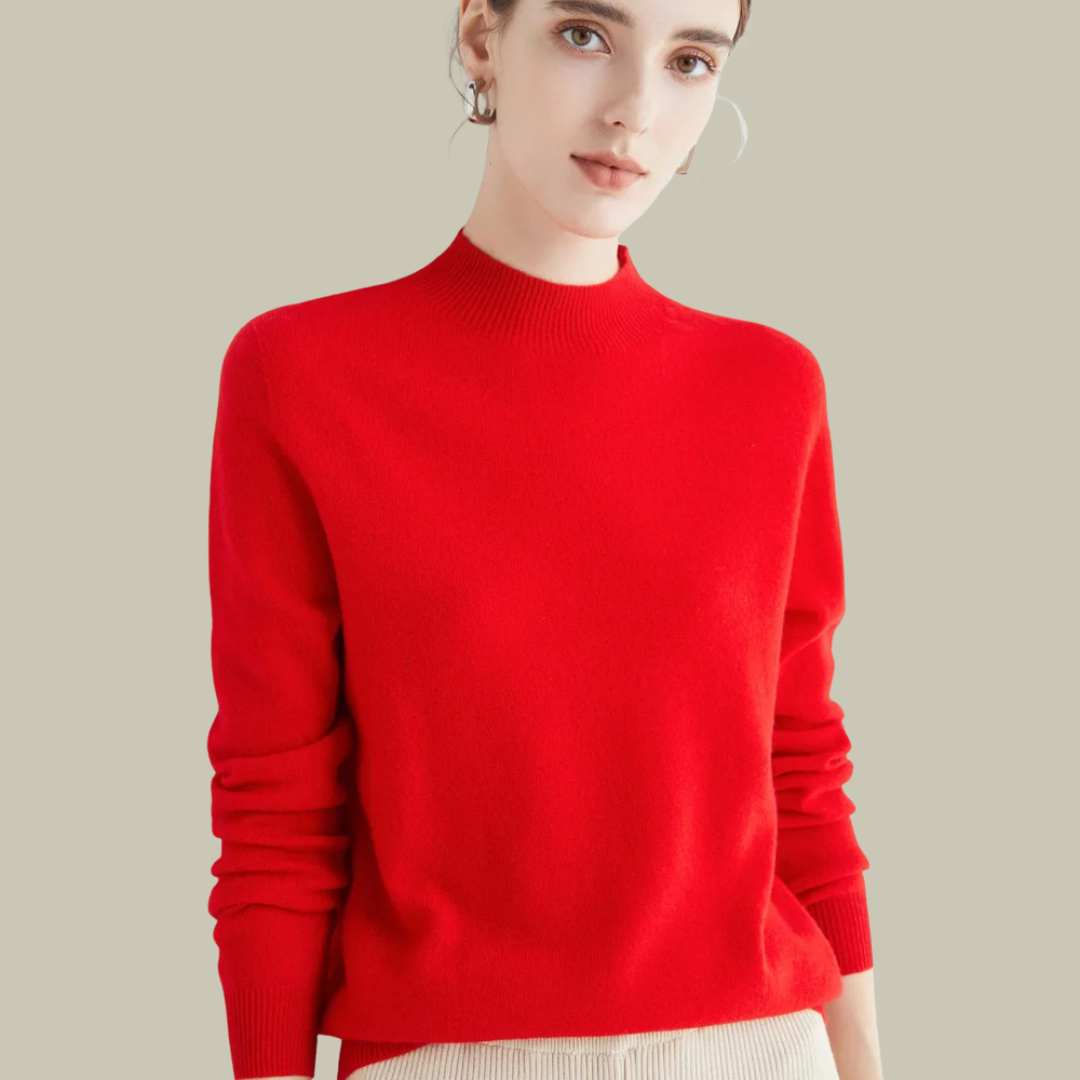 Women’s High Neck Slim Fit Sweater Elegant Fitted Winter Top