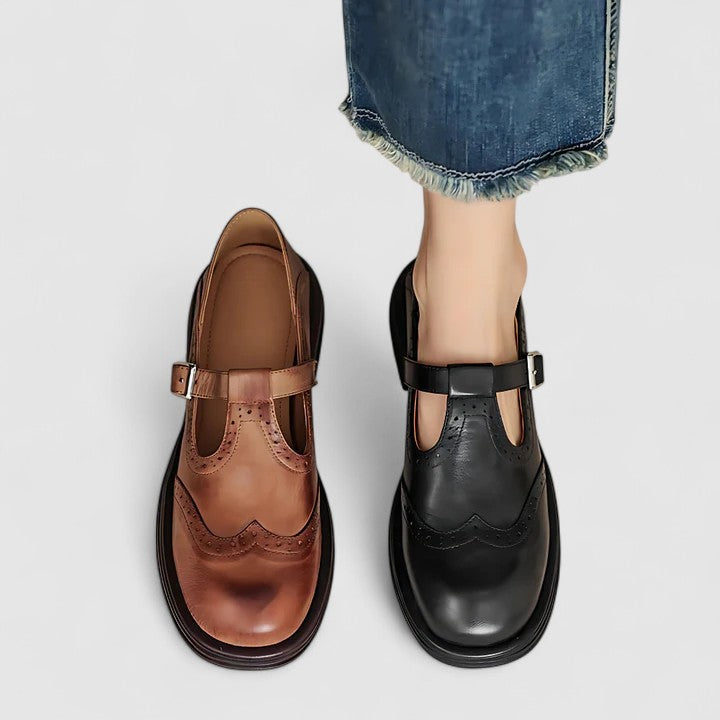 Outdoor Non-slip Leather T-Strap Women’s Shoes
