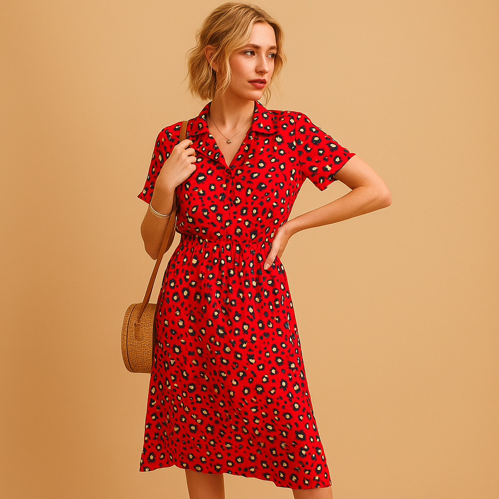 Women’s Relaxed Fit Bohemian Polka Summer Dress