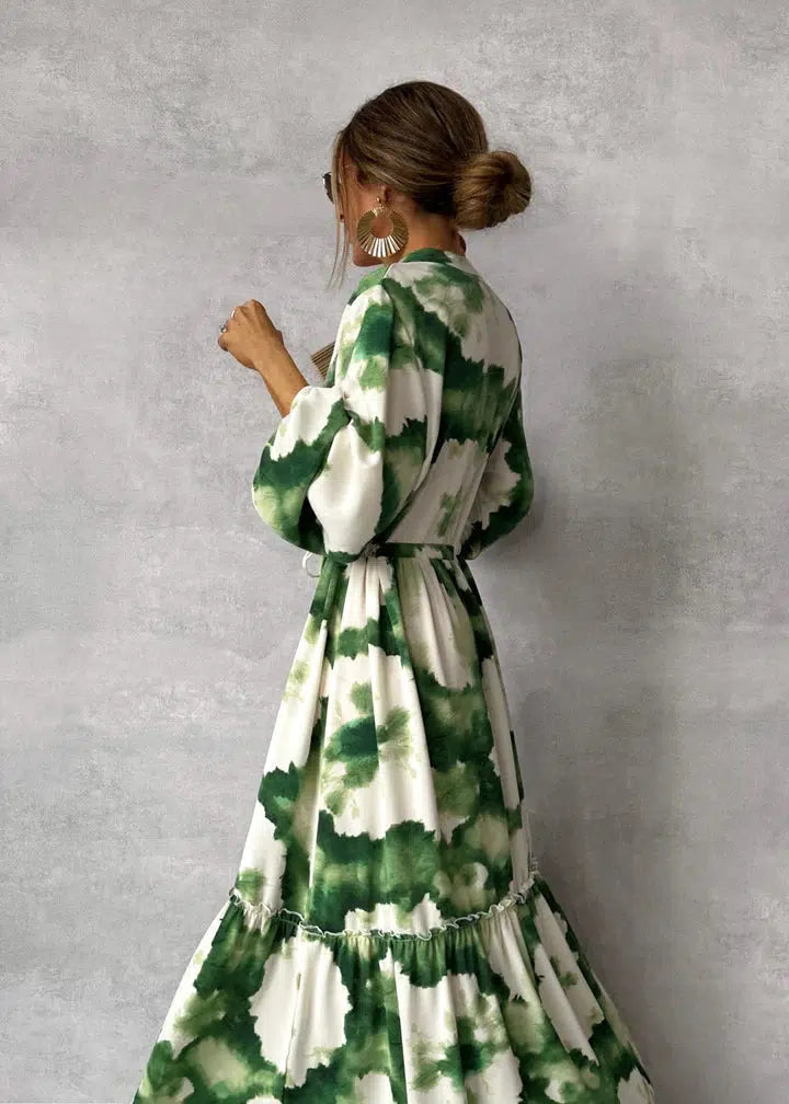 Women's Elegance Flowy Tie-Waist Maxi Evening Party Dress