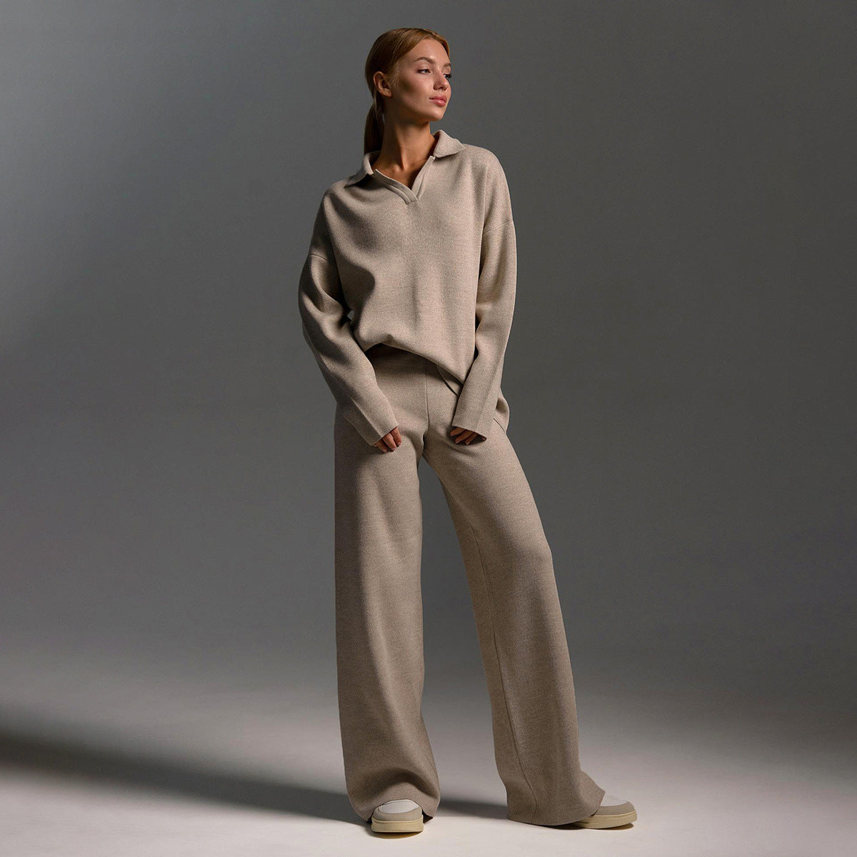 Women's Fashion Modern Elegance Knitted Two-pieces Tracksuit