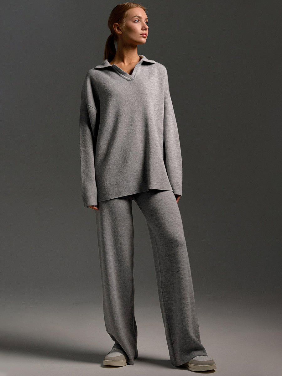 Women's Fashion Modern Elegance Knitted Two-pieces Tracksuit