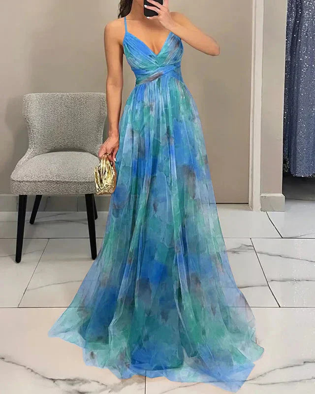 Women’s Effortless Floral Printed Maxi Style Summer Dress for Evening Parties
