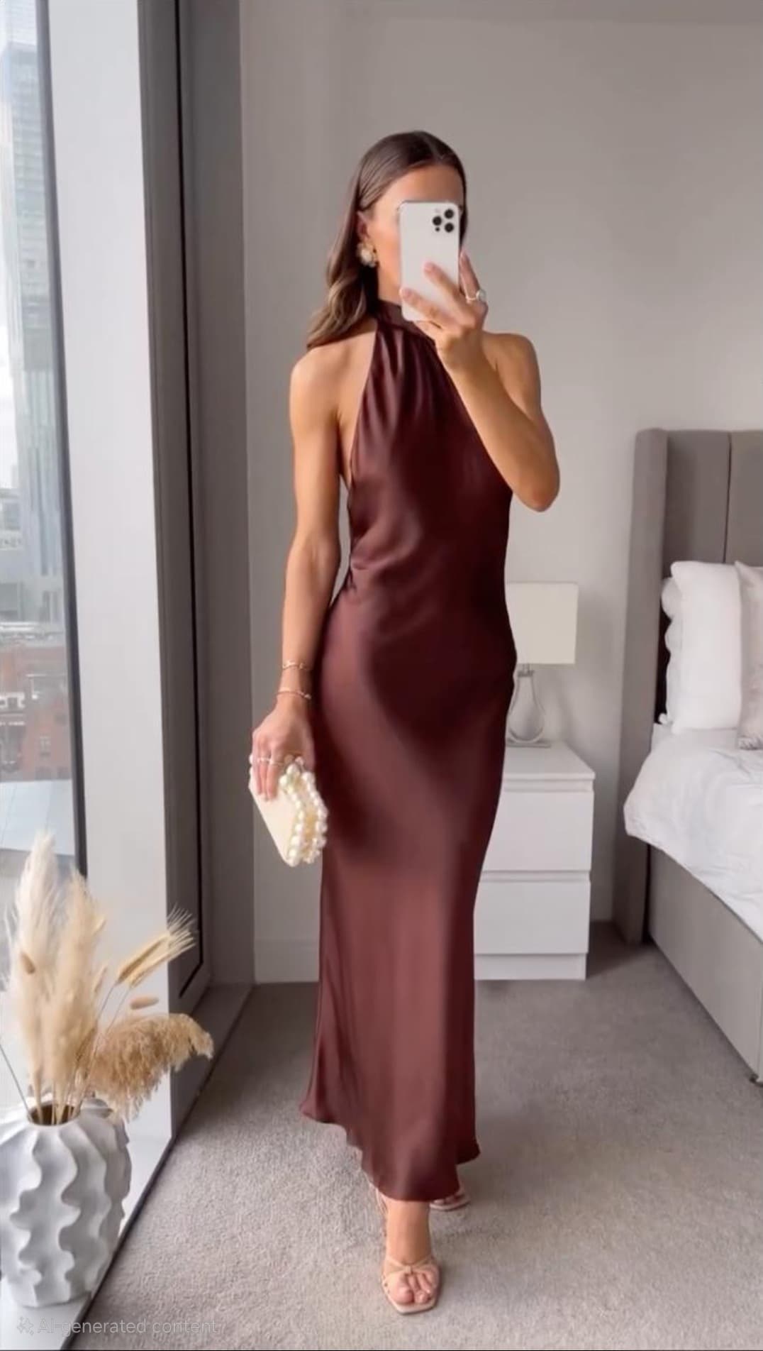 Classic Halter Velvet Dusk Evening Midi Dress for Women