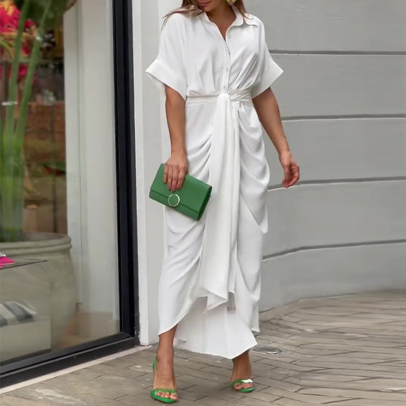 Women's Stylish Drape Button Wrap Summer Dress for All Occasion