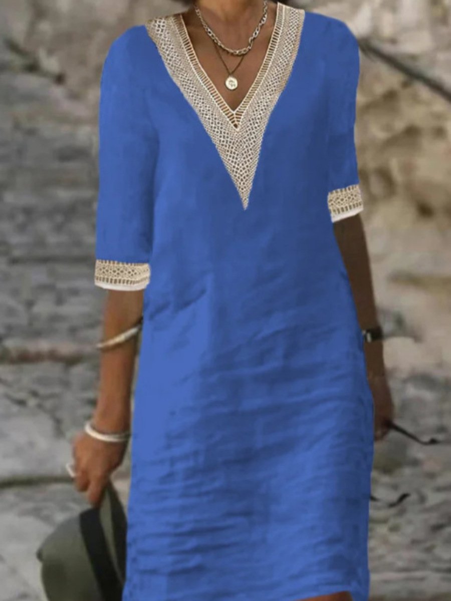 Versatile Classic Fashion V-Neck Lace Dress for Women