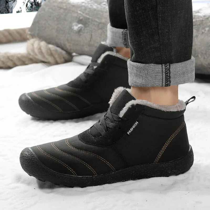 Men's Adventure Winter Hiking Boots with Plush Fur Lining and Anti-Slip Sole