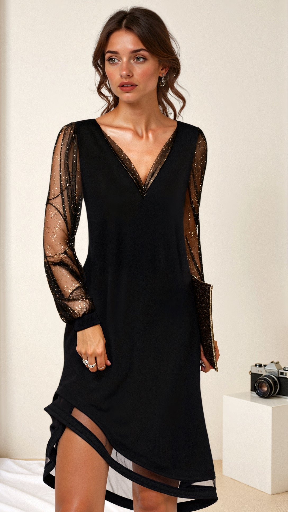 Women's Glamorous Sequin Party Evening Long Dress