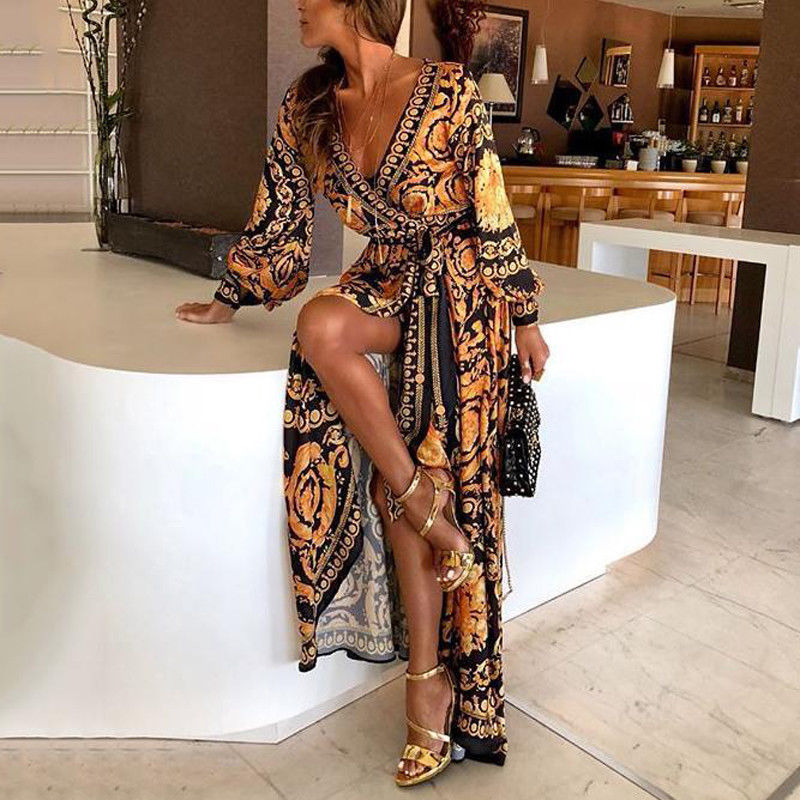 Enchanting Flowy Sunny Party Bohemian Maxi Dress for Women