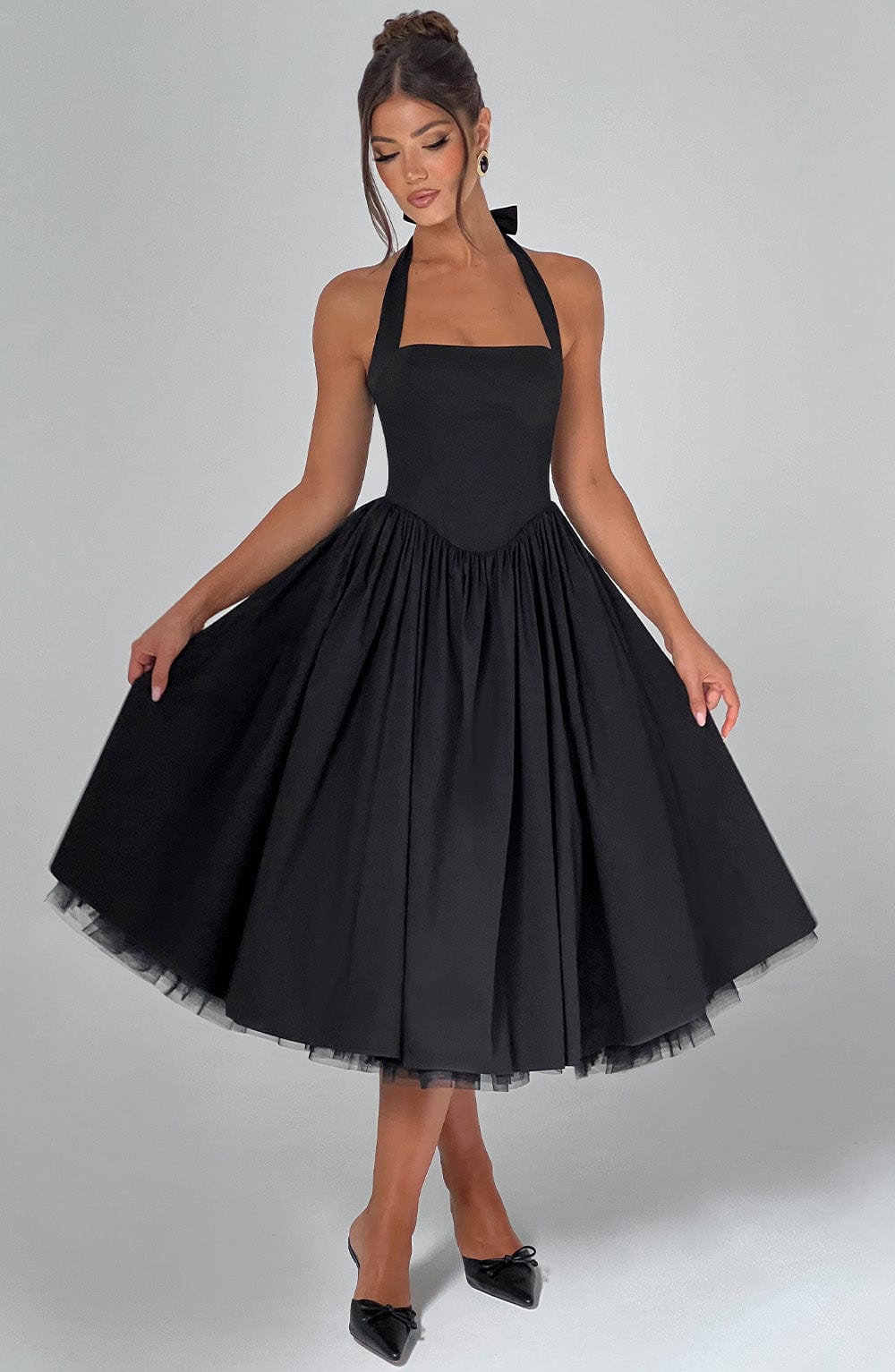 Women's Halter Party Light Wrap Elegant Wedding Guest Dress