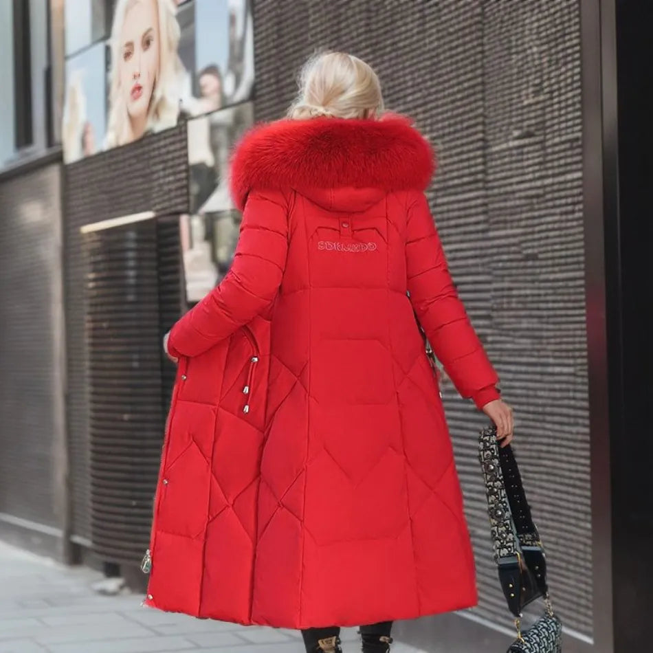 Women’s Quilted Winter Coat with Hood Trim