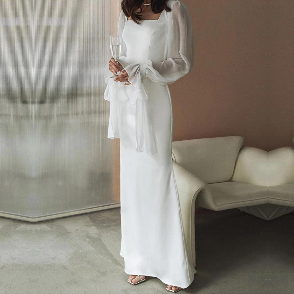Women’s Evening Long Gown Maxi Dress With Square Neckline