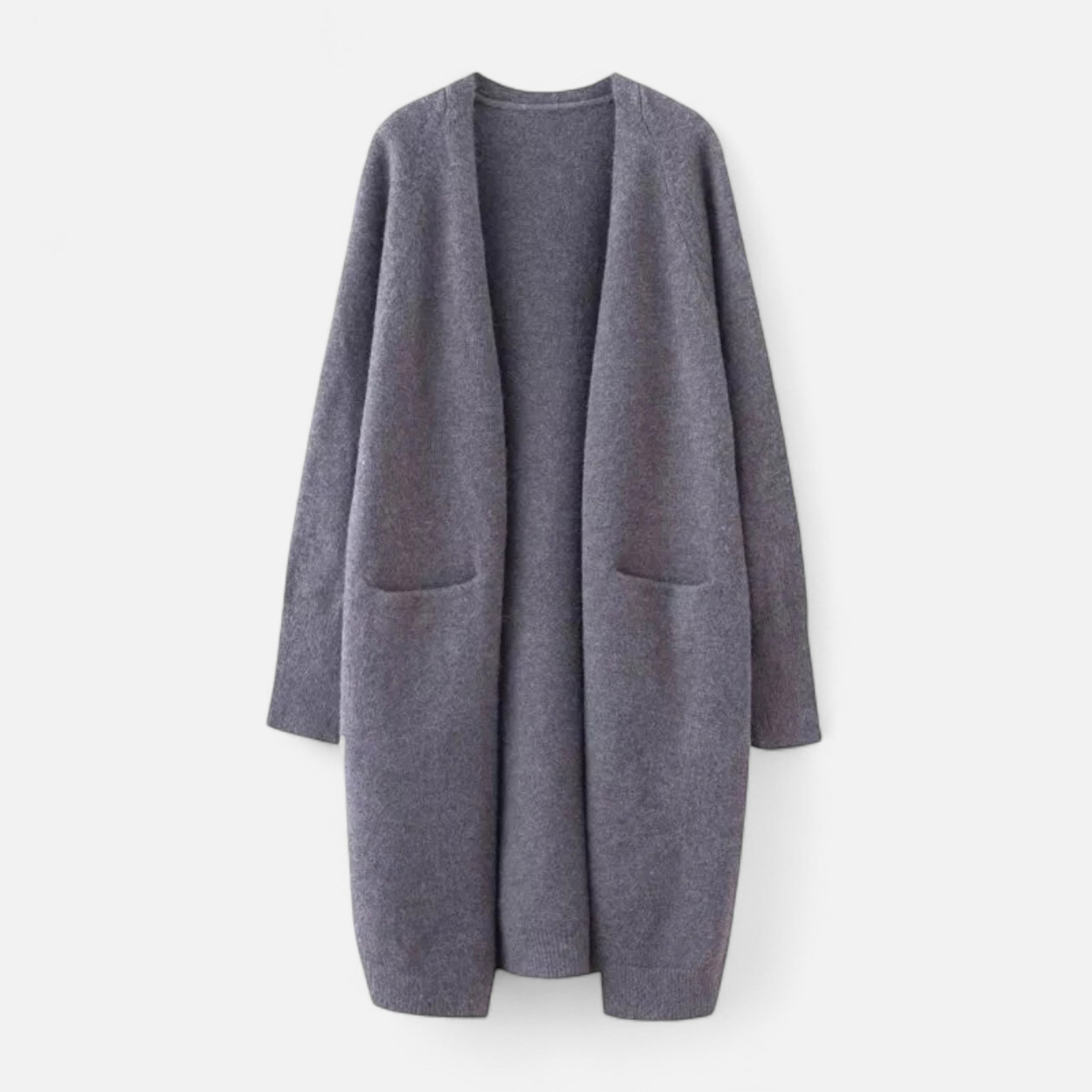 Women’s Stylish Thick Knitted Warm Cardigan with V-Neckline and Discreet Pockets