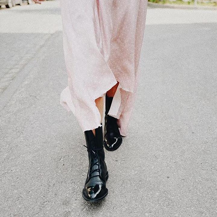 Women's Winter Fashionable Ankle Polish Boots with Lace-Up Closure