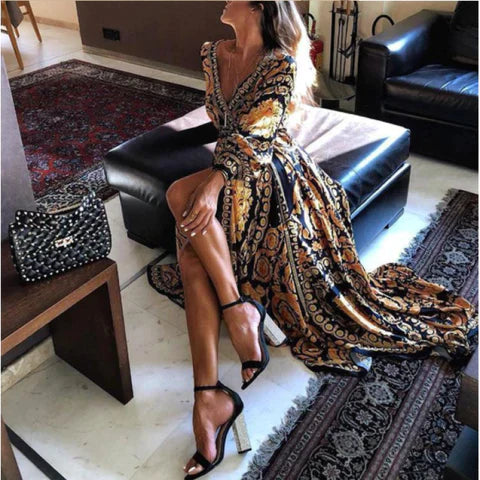 Enchanting Flowy Sunny Party Bohemian Maxi Dress for Women