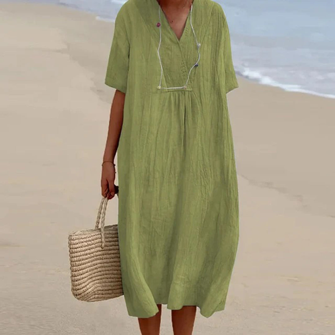 Women’s Flattering Draped Midi Summer Dresses for Occasion