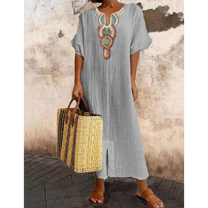 Women’s Ethnic Embroidery Relaxed Maxi  Summer Dresses