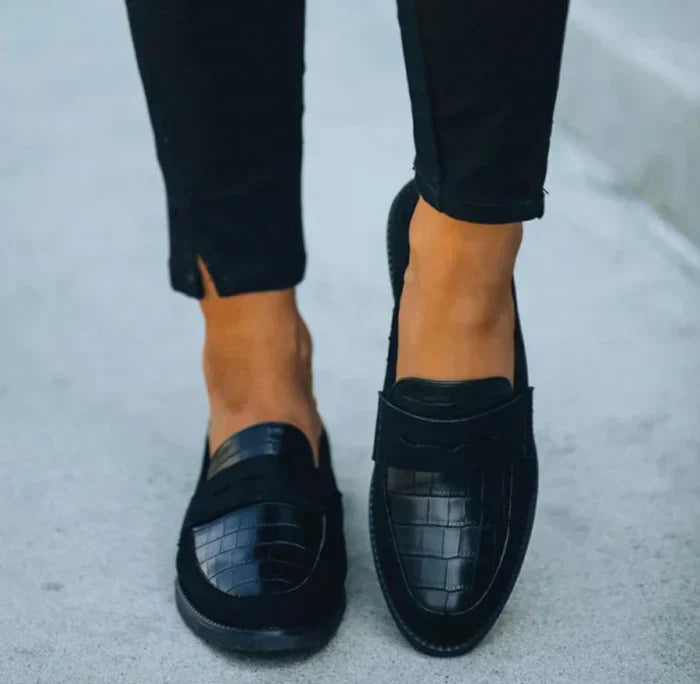 Functional Chic Slip-on Formal Croc-Detail Loafers for Women