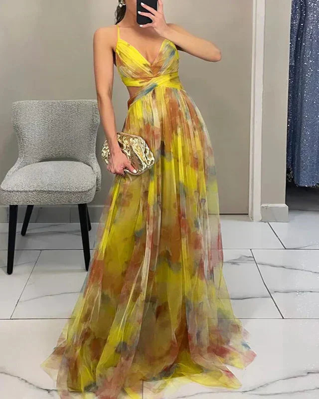 Women's Fashion Floral Maxi Dress - Ideal for Parties, Beach Outings, and Outdoor Getaway